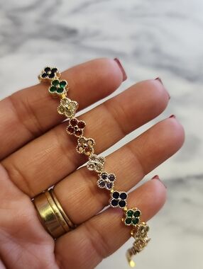 Multicolor Clover Gold-Filled Bracelet